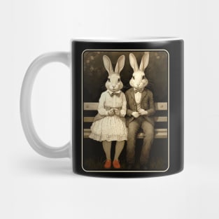 Rabbit Couple On Park Bench Bunny Lovers Mug